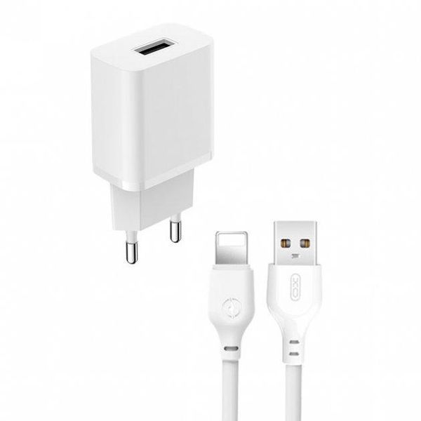 СЗП XO L99 + кабель Lightning (1 USB 2.4 A) білий 87165 фото