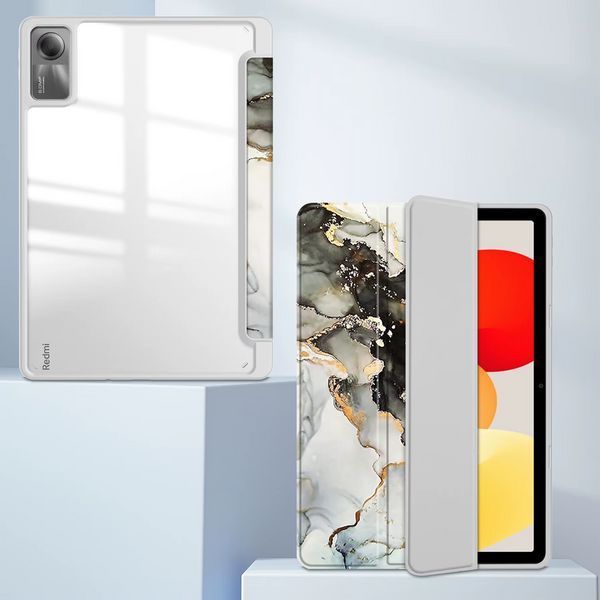 Чехол книжка Marble case на планшет Xiaomi Redmi Pad SE (11") / белый 098819 фото