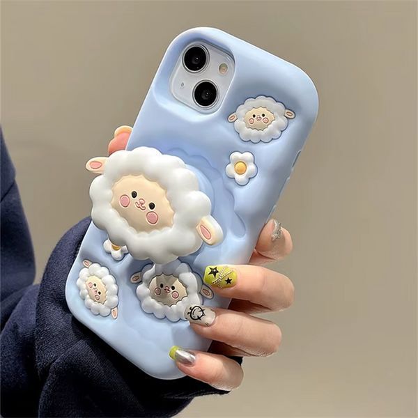 Силиконовый 3D чехол Funny Sheep для iPhone 16 / голубой 098927 фото