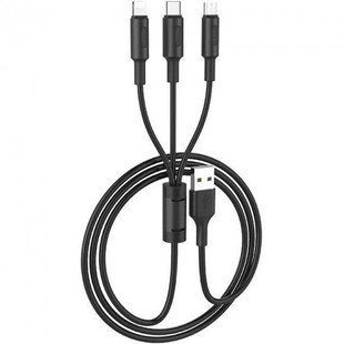 USB-кабель Hoco X25 Soarer 3in1 (Lightning, micro USB, Type-C 1m) чорний 86069 фото