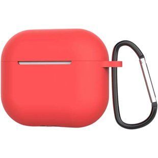 Силіконовий чохол із карабіном для AirPods 3 (2021) (на аїрбос 3) червоний 084912 фото