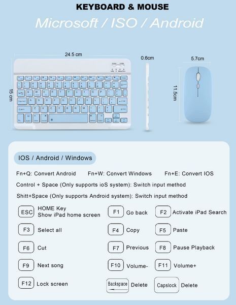 Чохол клавіатура Smart Horse на планшет Xiaomi Redmi Pad SE (11") / мишка в комплекті / (бірюзовий) 202457 фото