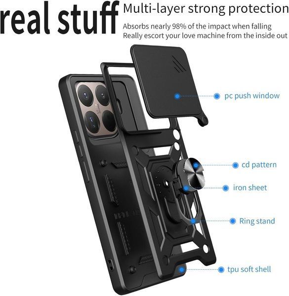 PC + TPU чохол Camshield armor для Xiaomi 15T Pro / срібний 100677 фото
