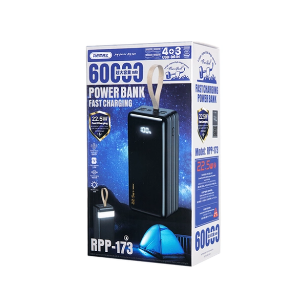 УМБ Power Bank з лампою Remax RPP-173 60000 mAh чорний 088889 фото
