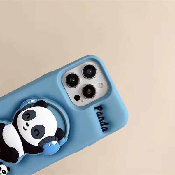 Силиконовый 3D чехол Musical Panda для iPhone 15 Pro Max / голубой 098928 фото