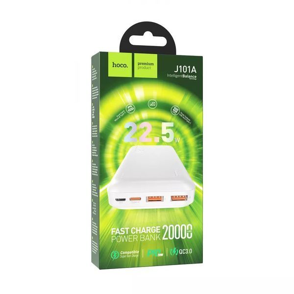 Повербанк Power Bank Hoco J101A Astute 22.5 W 20000 mAh 2xUSB/Type-C білий 093229 фото