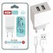 СЗП XO L75 + кабель MicroUSB (2 USB 2.4 A) білий 87167 фото 1