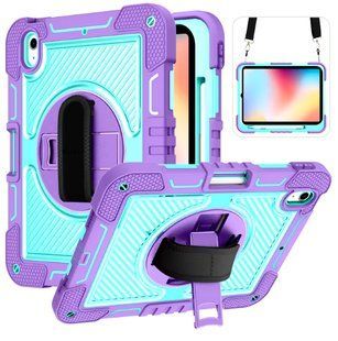 PC + TPU чехол Carbon Armor Cover Tablet на Samsung Galaxy Tab S9 FE (10.9") / фиолетовый+бирюзовый 097691 фото