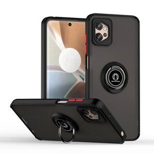 TPU чехол накладка Matte Ring Magnit для Motorola G32 черный (красные кнопки) 094806 фото