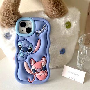 Чехол резиновый Lilo & Stitch case на iPhone 13 / голубой 098105 фото