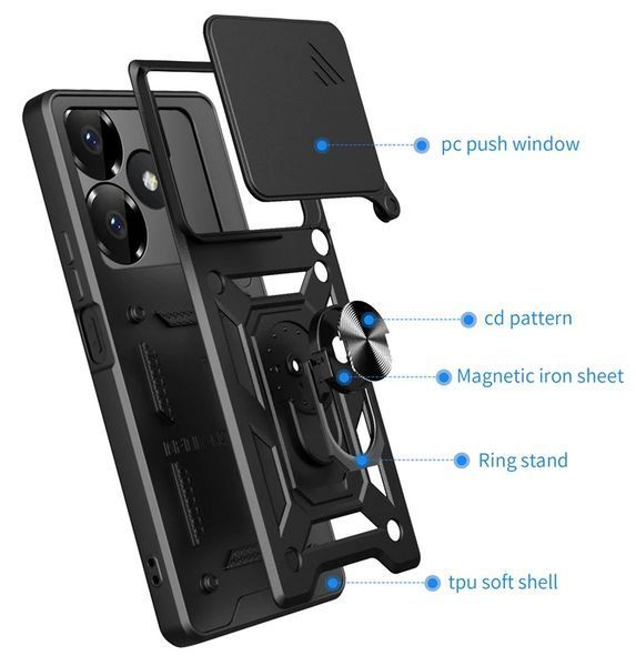 PC + TPU чехол Camshield Armor для Xiaomi Redmi 13 (4G) / синий 097536 фото