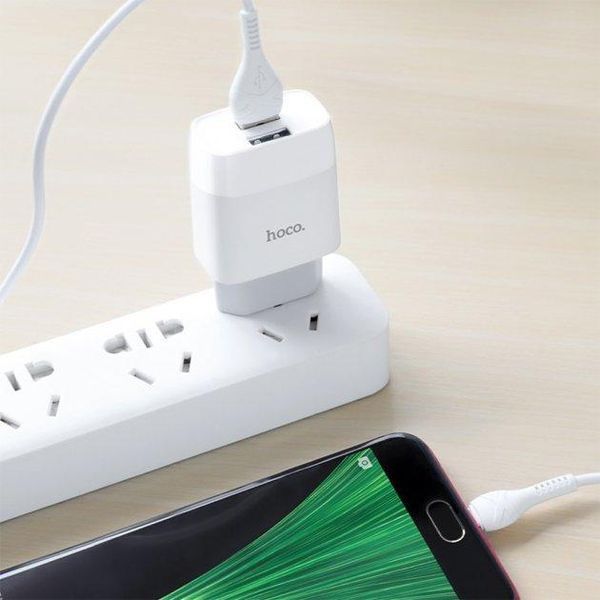 СЗУ Hoco C73A Glorious 2USB 2.4A White + Type-C белый 85881 фото