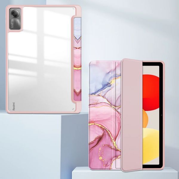 Чехол книжка Marble case на планшет Xiaomi Redmi Pad SE (11") / розовый 098821 фото