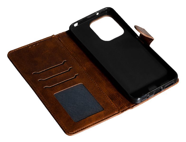 Шкіряний чохол-книжка Business Book на Poco M6 (4G) / dark brown 200349 фото