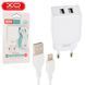 СЗП XO L75 + кабель Lightning (2 USB 2.4 A) білий 87168 фото 1