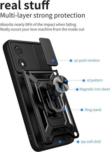 PC + TPU чехол Camshield armor для Motorola Moto G04 / синий 095727 фото
