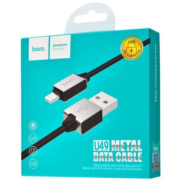 Hoco U49 Refined Steel Lightning Cable (1.2m) (2 цвета) 16937 фото