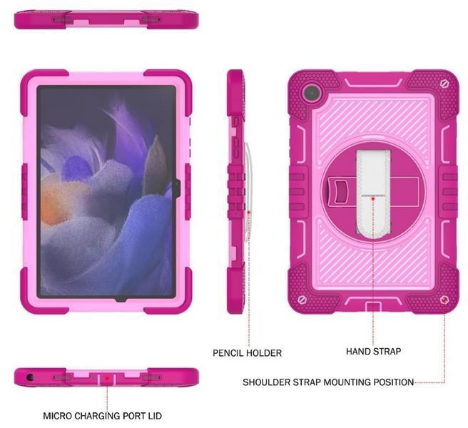 PC + TPU чохол Carbon Armor Tablet на планшет Samsung Galaxy Tab A9 (8.7") / малиновий 200896 фото
