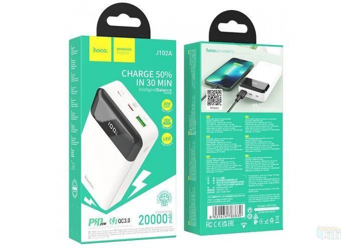 Повербанк Power Bank Hoco J102A 20000 mAh USB Type-C білий 093231 фото