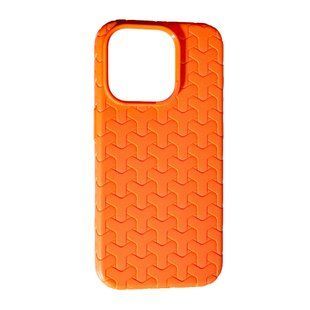 Чохол силіконовий Leather Case Weaving для iPhone 15 Pro жовтогарячий 092402 фото