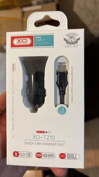 АЗП XO TZ10 + micro-USB (2USB 2.4A) 12 W чорний 87170 фото