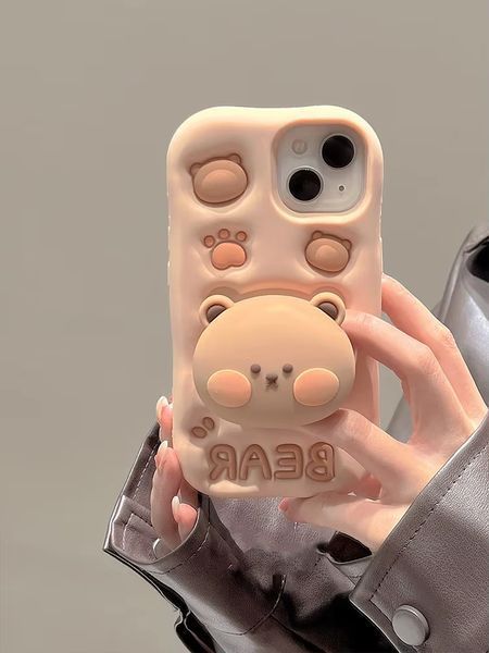 Чехол резиновый Bear love на iPhone 11 / пудровый 098109 фото
