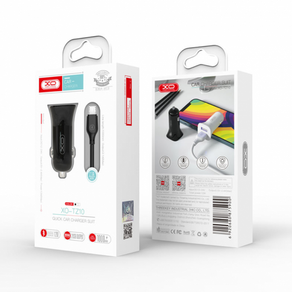 АЗП XO TZ10 + micro-USB (2USB 2.4A) 12 W чорний 87170 фото