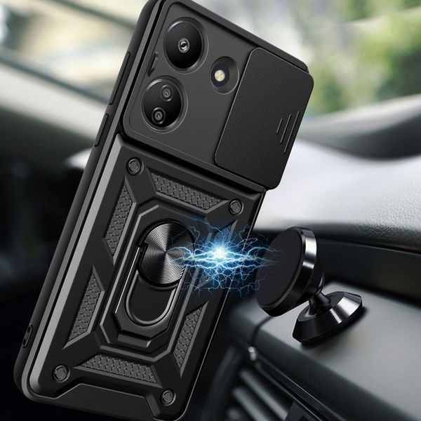 PC + TPU чехол Armor Camshield для Xiaomi Redmi 13C / черный 094055 фото
