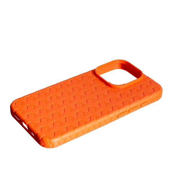 Чохол силіконовий Leather Case Weaving для iPhone 15 Pro жовтогарячий 092402 фото