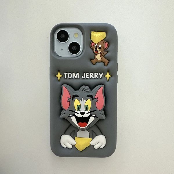 Силіконовий 3D чохол Tom&Jerrie для iPhone 14 Pro Max/сірий 099522 фото