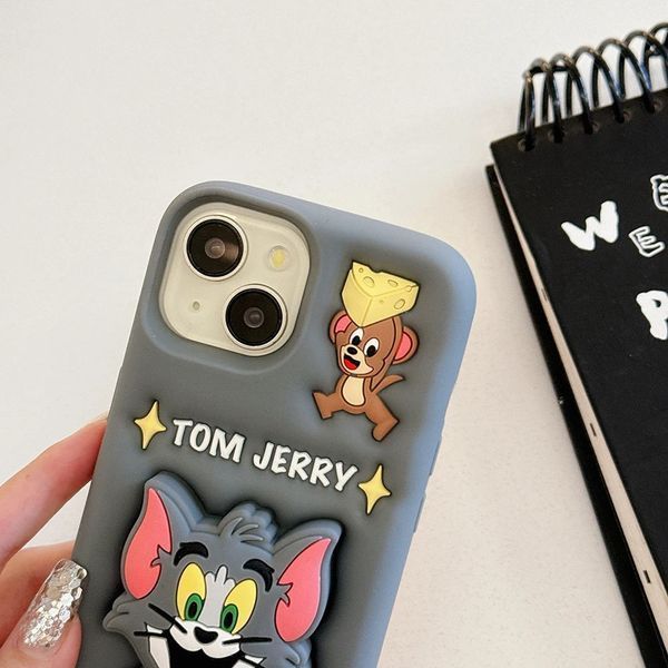 Силіконовий 3D чохол Tom&Jerrie для iPhone 14 Pro Max/сірий 099522 фото