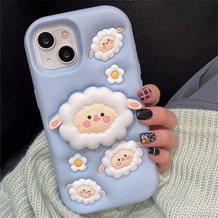 Силіконовий 3D чохол Funny Sheep для iPhone 14 / блакитний 099315 фото