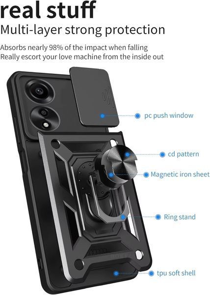 PC + TPU чехол Camshield Armor для OPPO A60 / серебристый 098058 фото