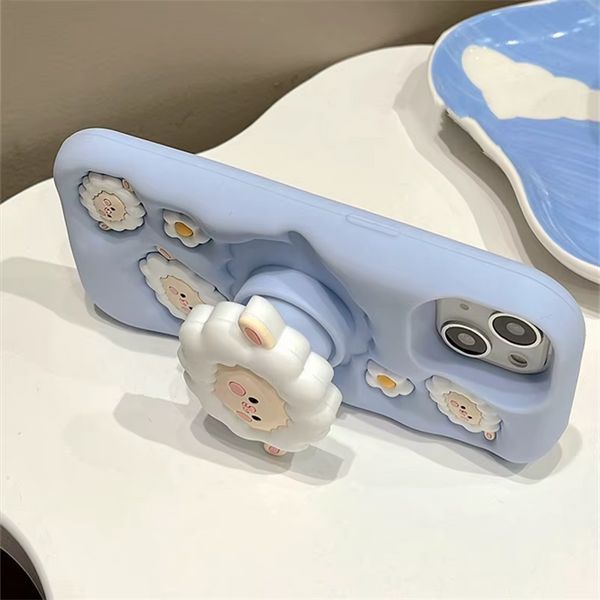 Силіконовий 3D чохол Funny Sheep для iPhone 14 / блакитний 099315 фото