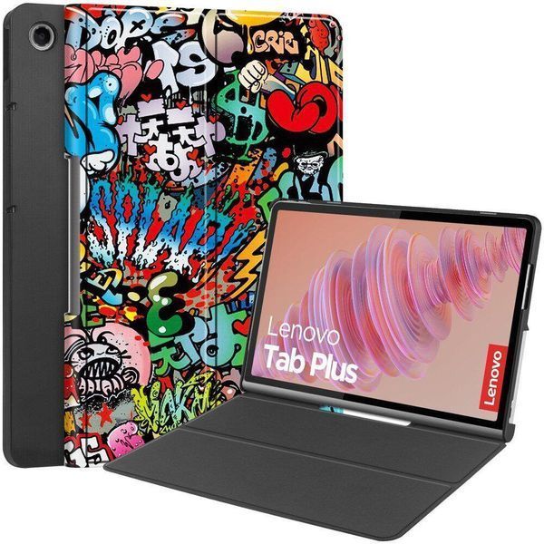 Шкіряний чохол книжка Crazy Horse на планшет Lenovo Tab Plus (11.5")/graffiti 098898 фото