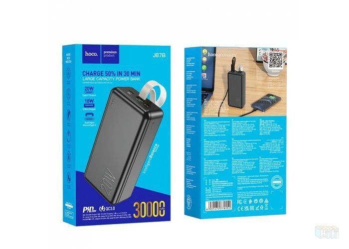 Повербанк Power Bank Hoco J87B Tacker PD20W+QC3.0 30000mAh черный 093233 фото