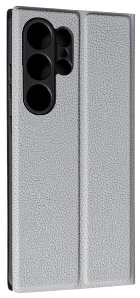 Кожаный чехол книжка Fibra case на Samsung Galaxy S25 Ultra / серый 202129 фото