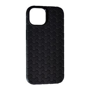 Чехол силиконовый Leather Case Weaving для iPhone 15 Plus черный 092404 фото