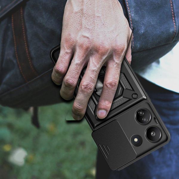 PC + TPU чехол Armor Camshield для Xiaomi Redmi 13C / зеленый 094057 фото