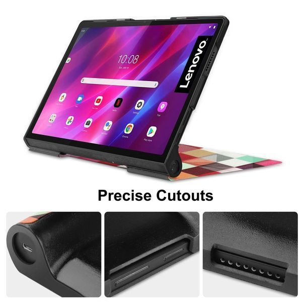 Шкіряний чохол книжка Crazy Horse для Lenovo Yoga Tab 11 квадратики 096367 фото