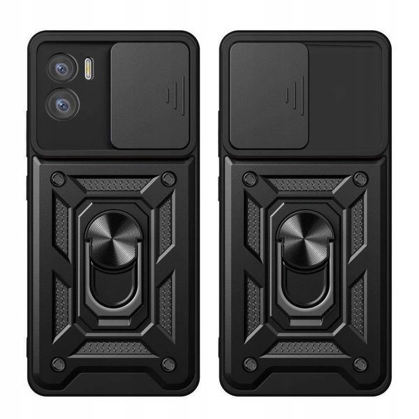 PC + TPU чехол Camshield armor для Motorola E22i / черный 90492 фото