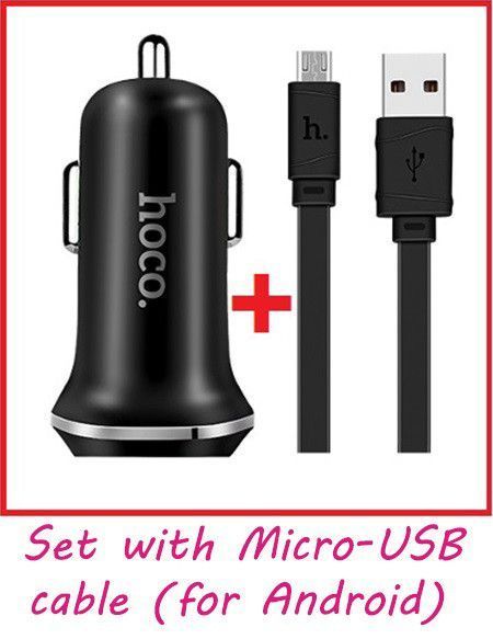 Автомобільна зарядка HOCO Z1 на 2USB (2.4 A) + micro USB (2 кольори) 51121 фото