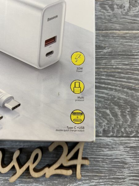СЗУ Baseus Speed PPS + cable (Type-C to Type-C) 30W 1USB 81921 фото