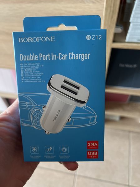 Автомобільний ЗП BOROFONE BZ12 Lasting power білий 87438 фото