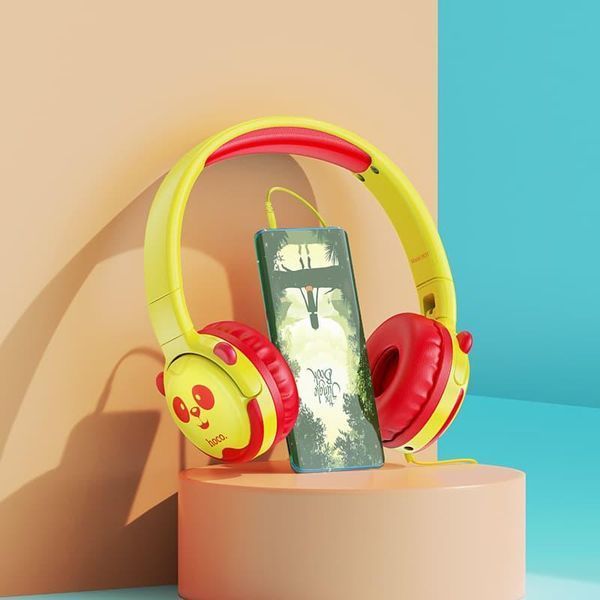 Бездротові навушники Hoco W31 PANDA Cheerful Headphones жовтий 87683 фото