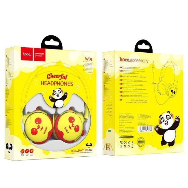 Бездротові навушники Hoco W31 PANDA Cheerful Headphones жовтий 87683 фото