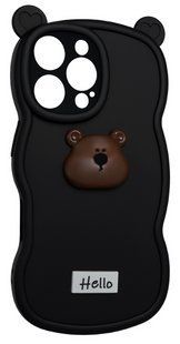 Силіконовий 3D чохол Hello Bear для iPhone 16 Pro / black 202476 фото