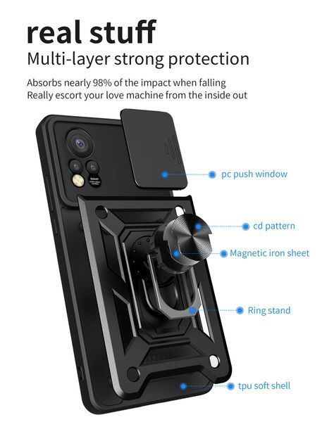 PC + TPU чехол Camshield Armor для Infinix Hot 11S / черный 089244 фото