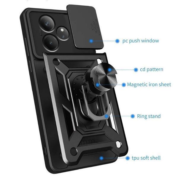 PC + TPU чехол Camshield Armor для Realme GT 6T / серебристый 098042 фото