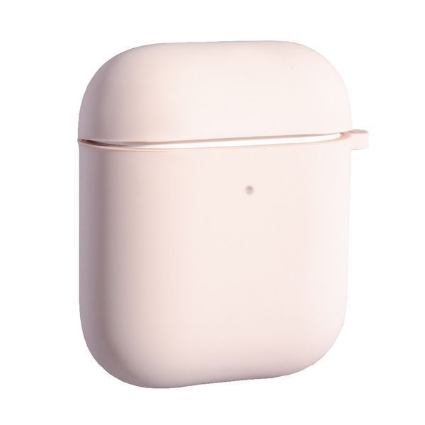 Силіконовий чохол з карабіном для AirPods 1/2 (with fibra) Pink Sand 096969 фото
